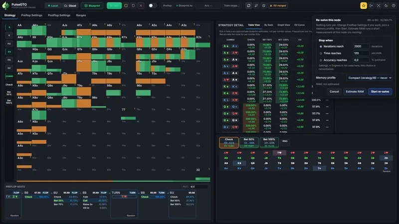 Local postflop re-solve settings in PulseGTO